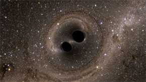Simulación de la fusión de los dos agujeros negros de los que proceden las ondas detectadas. / LIGO/SXS