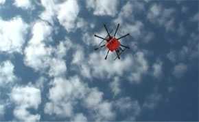 Dron durante el vuelo de prueba